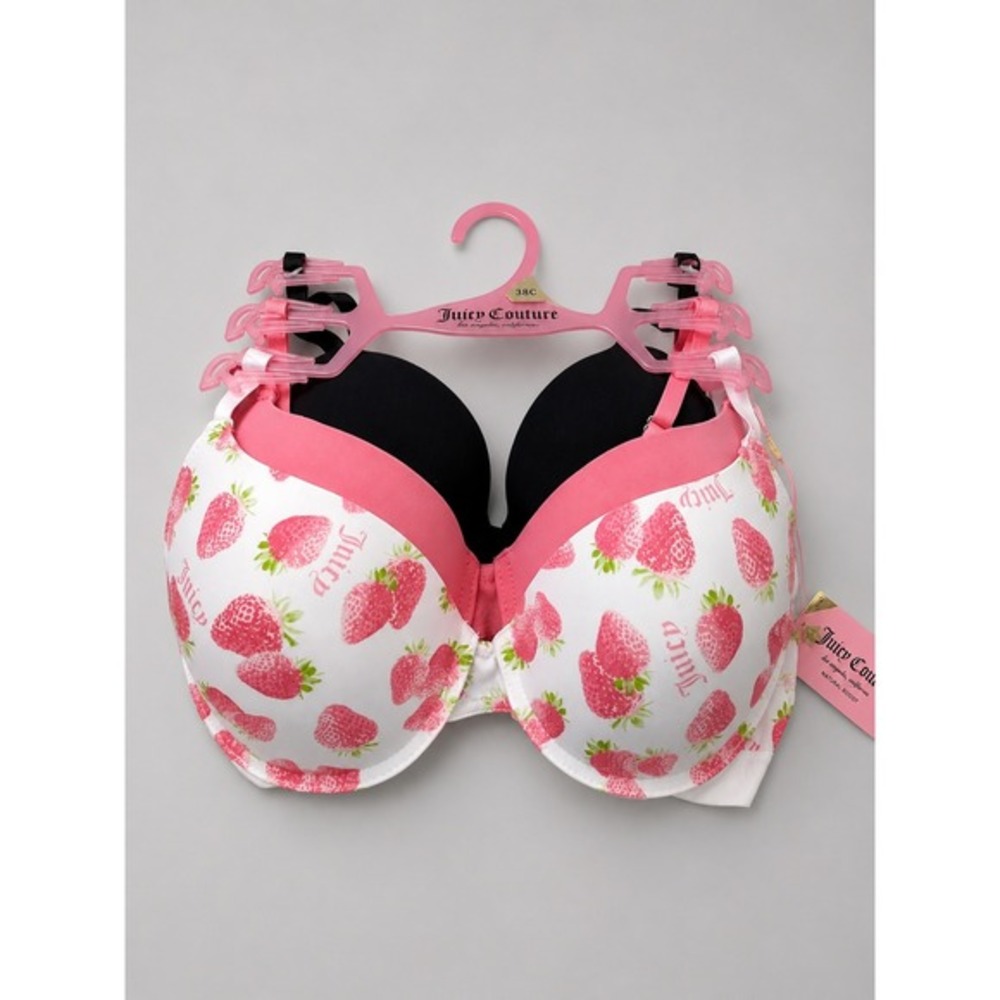Juicy Couture Sexy Push Up‎ Bra Size 36C 3pack Set Strawberry Pink Black NWT